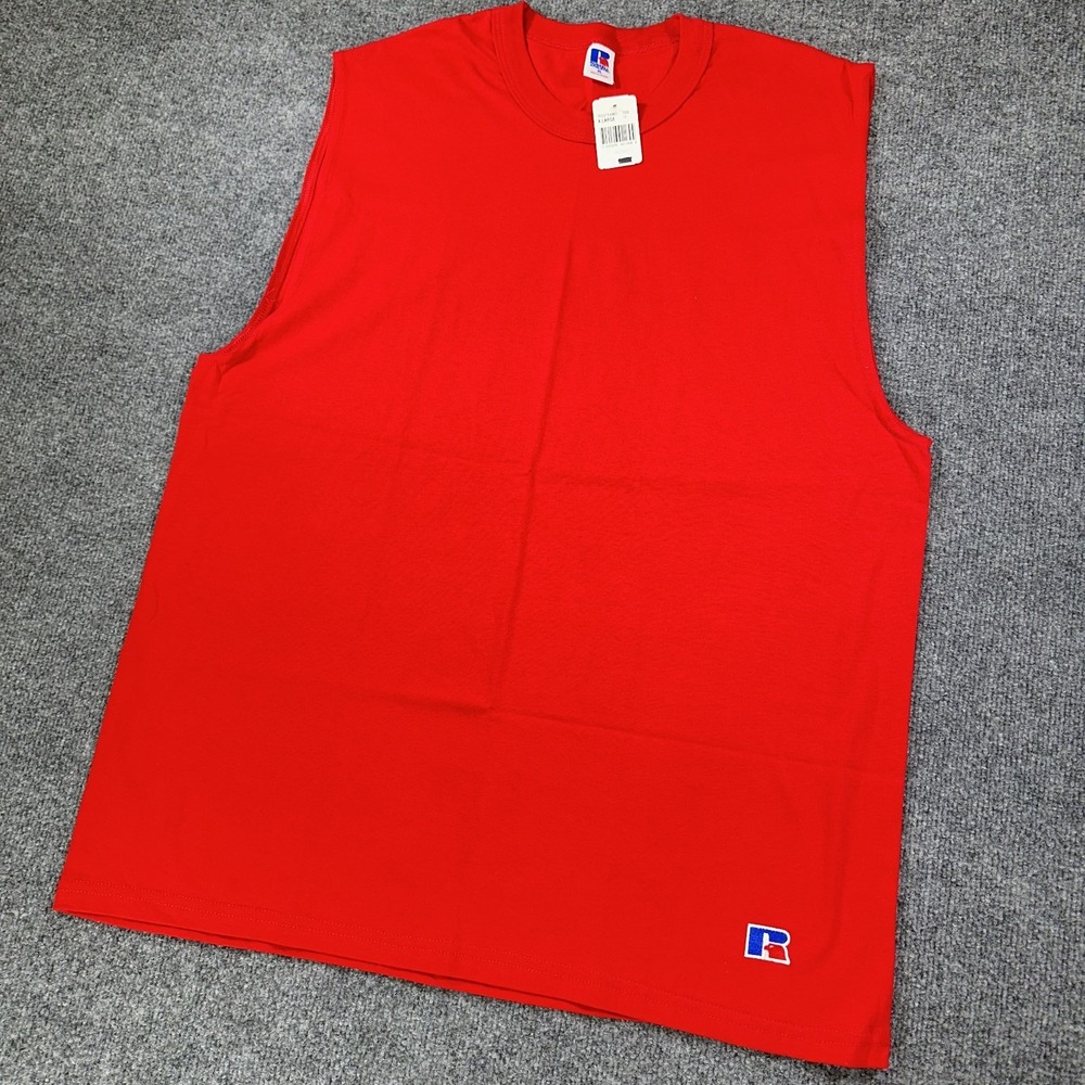VTG Russell Athletic Shirt Men's 2XL Red Basketball Muscle Gym Training Tank Top